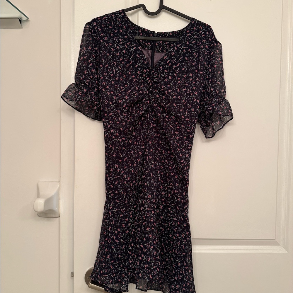 Elegant Black and Pink Floral Dress